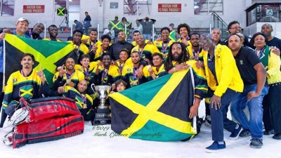 Members of the history-making Jamaica Ice Hockey team