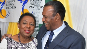 The Honourable Olivia Grange, Minister of Culture, Gender, Entertainment and Sport (left) with Wilford ‘Billy’ Heaven, President, Jamaica Cricket Association at the St Catherine Cricket Association Awards Function in Twickenham Park on Thursday (December 6).