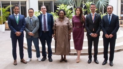 The Minister of Culture, Gender, Entertainment and Sport, the Honourable Olivia Grange (centre) and other members of the executive of the American Sports Council (CADE). Jamaica was elected to the CADE executive at the Sports Summit of the Americas in Montego Bay on 24 April 2025