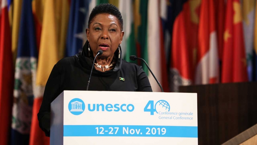 The Minister of Culture, Gender, Entertainment and Sport, the Honourable Olivia Grange, delivers Jamaica statement at the 40th Session of the UNESCO General Conference in Paris, France on 15 November 2019