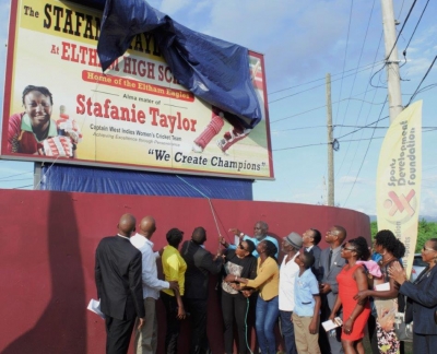 Minister Grange breaks ground for Stafanie Taylor Stadium