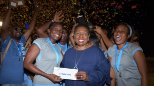 Sport Minister, Olivia Grange with the INSPORTS all-island community champions